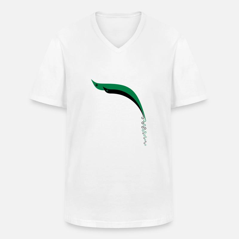 Bubble Fish - Männer-T-Shirt mit V-Ausschnitt - Weiß