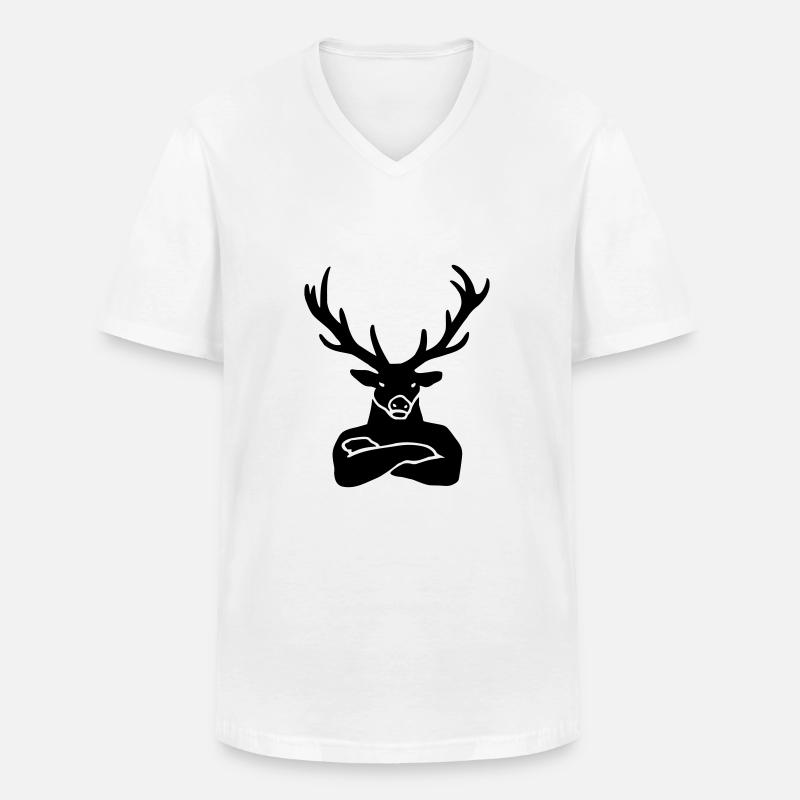Platzhirsch - Männer-T-Shirt mit V-Ausschnitt - Weiß
