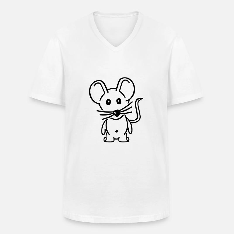 Maus - Männer-T-Shirt mit V-Ausschnitt - Weiß
