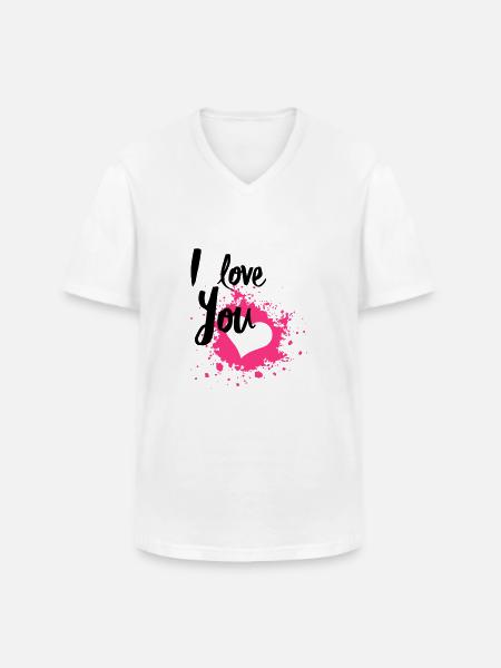 I Love You - Maglietta da uomo classica con scollo a V - bianco
