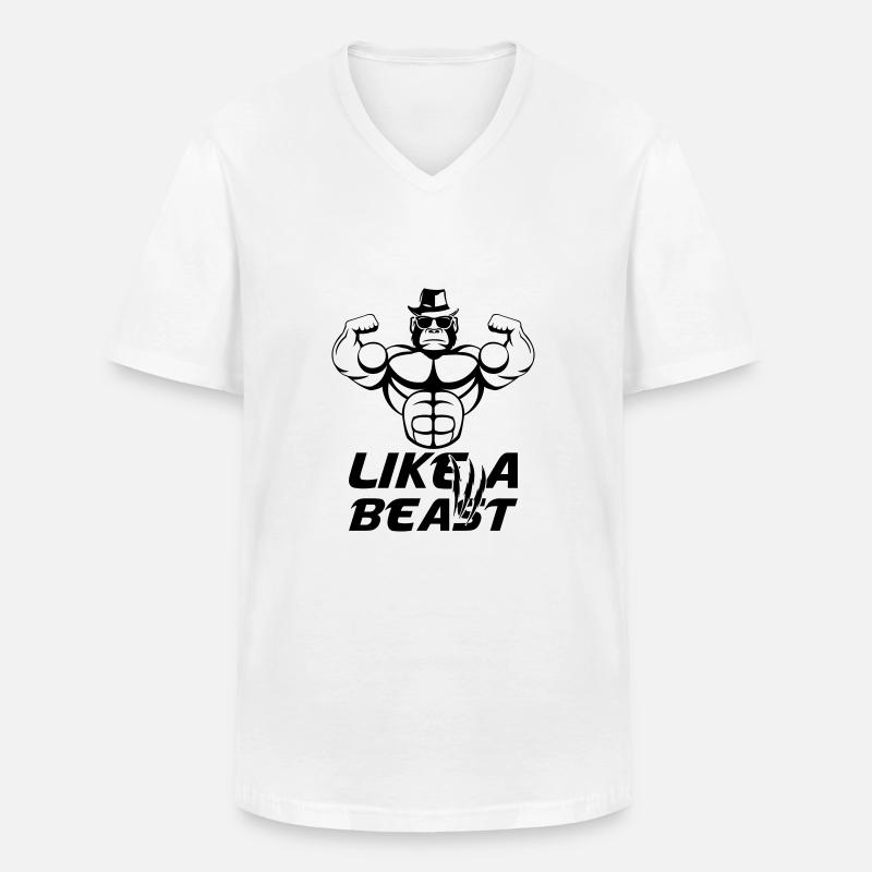 strong_gorilla_002 - Männer-T-Shirt mit V-Ausschnitt - Weiß