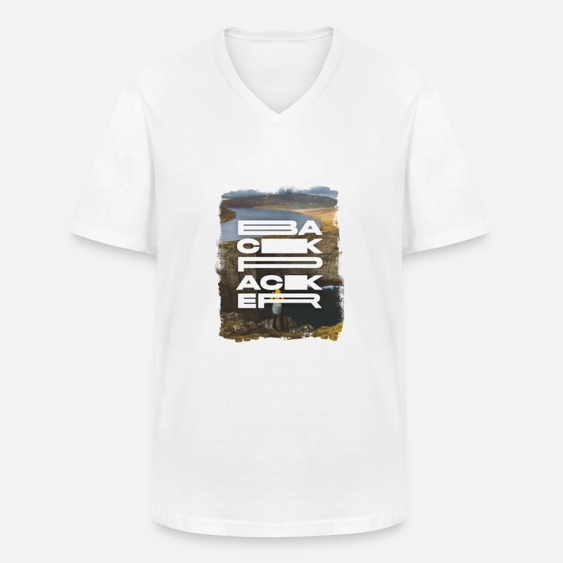Backpacker - Männer-T-Shirt mit V-Ausschnitt - Weiß