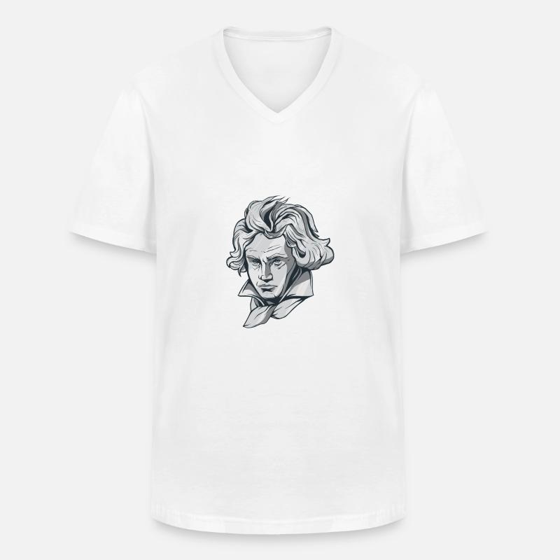 Beethoven face bust with Beethoven composer - Men's V-Neck T-Shirt - white
