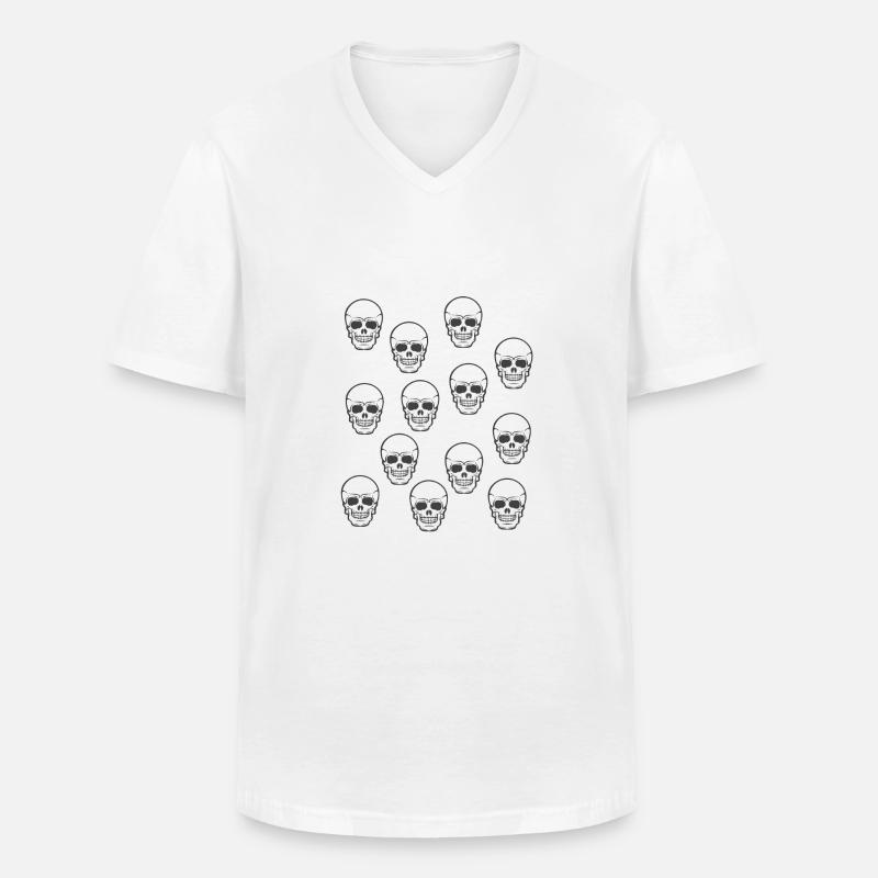 SkullsTotenkopf Totenköpfe - Männer-T-Shirt mit V-Ausschnitt - Weiß