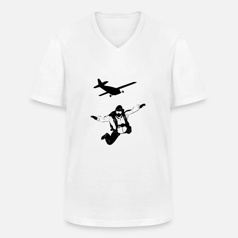 glider parachute drone - Männer-T-Shirt mit V-Ausschnitt - Weiß