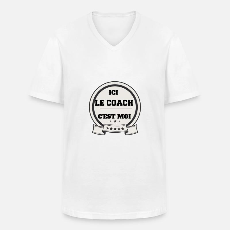 Hier bin ich der Trainer - Männer-T-Shirt mit V-Ausschnitt - Weiß