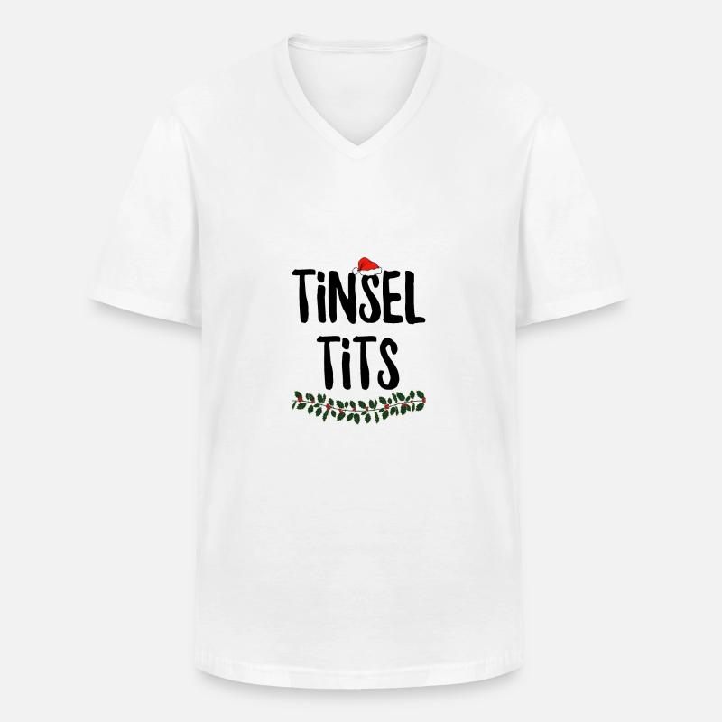 Lametta-Titten - Männer-T-Shirt mit V-Ausschnitt - Weiß