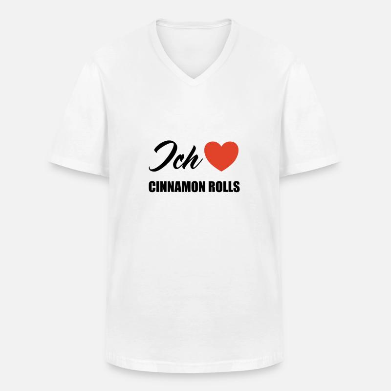 Ich liebe Cinnamon rolls - Männer-T-Shirt mit V-Ausschnitt - Weiß