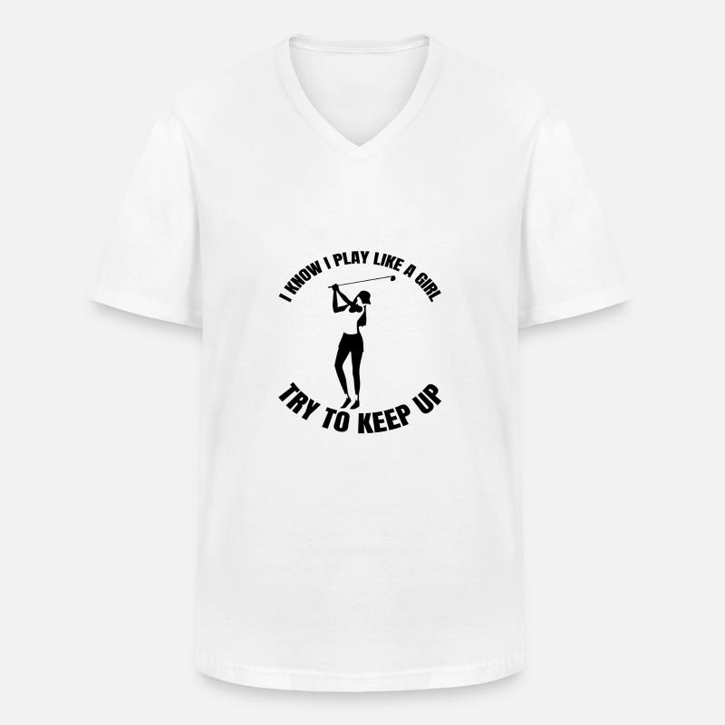 Golfschläger Golfball Golf Mädchen Golfspielerin - Männer-T-Shirt mit V-Ausschnitt - Weiß