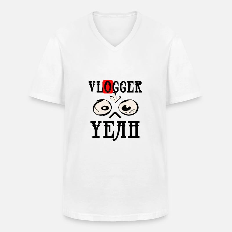 Vlogger Spass - Männer-T-Shirt mit V-Ausschnitt - Weiß