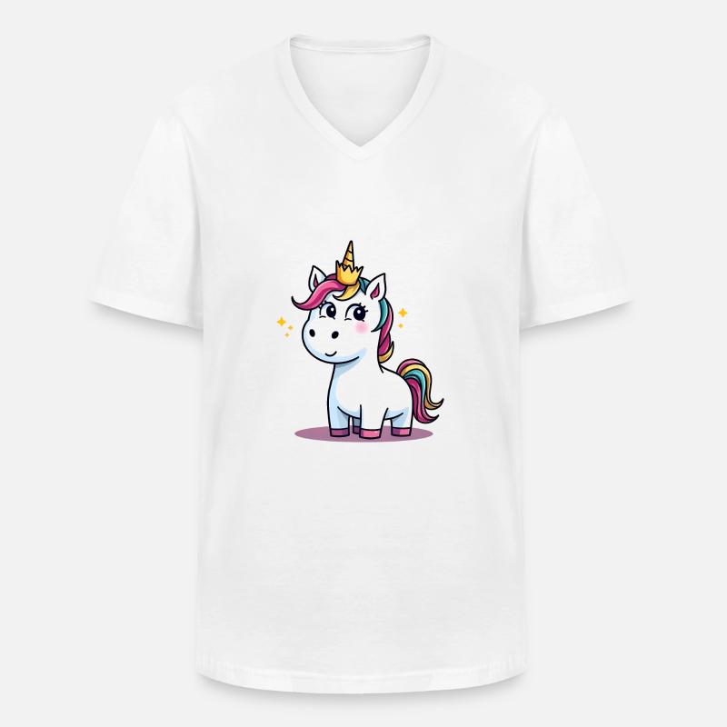 Einhorn Traumlandschaft Glitzerkrone - Männer-T-Shirt mit V-Ausschnitt - Weiß