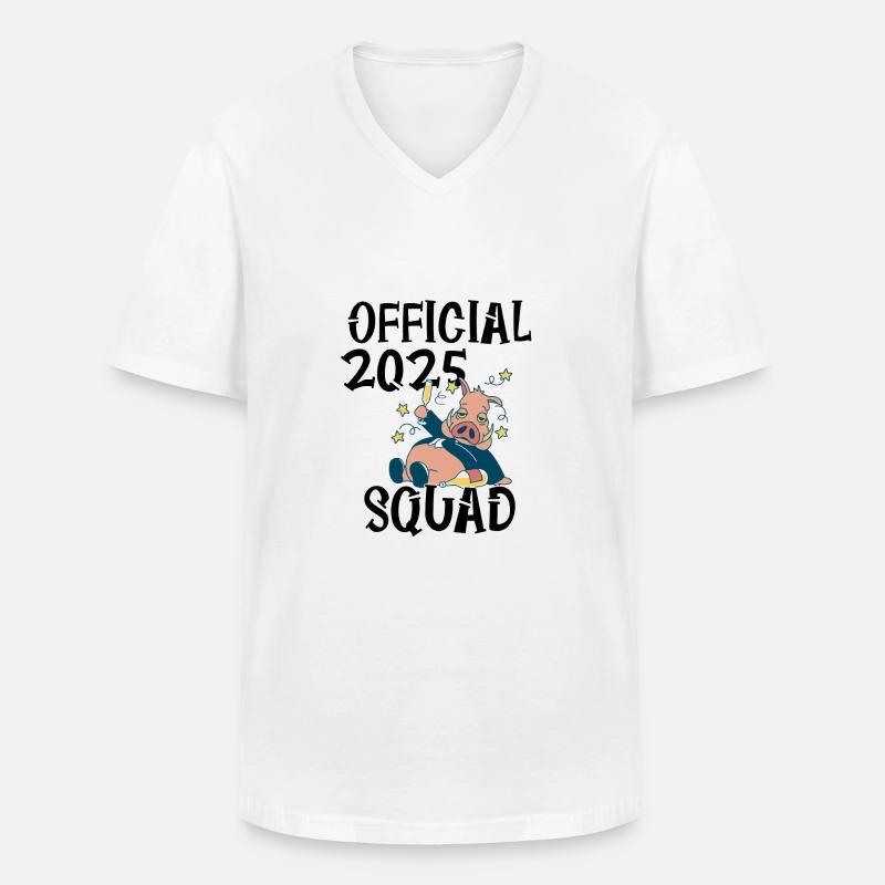 Official 2025 Squad, das Sylvester/Neujahrs-Design - Männer-T-Shirt mit V-Ausschnitt - Weiß