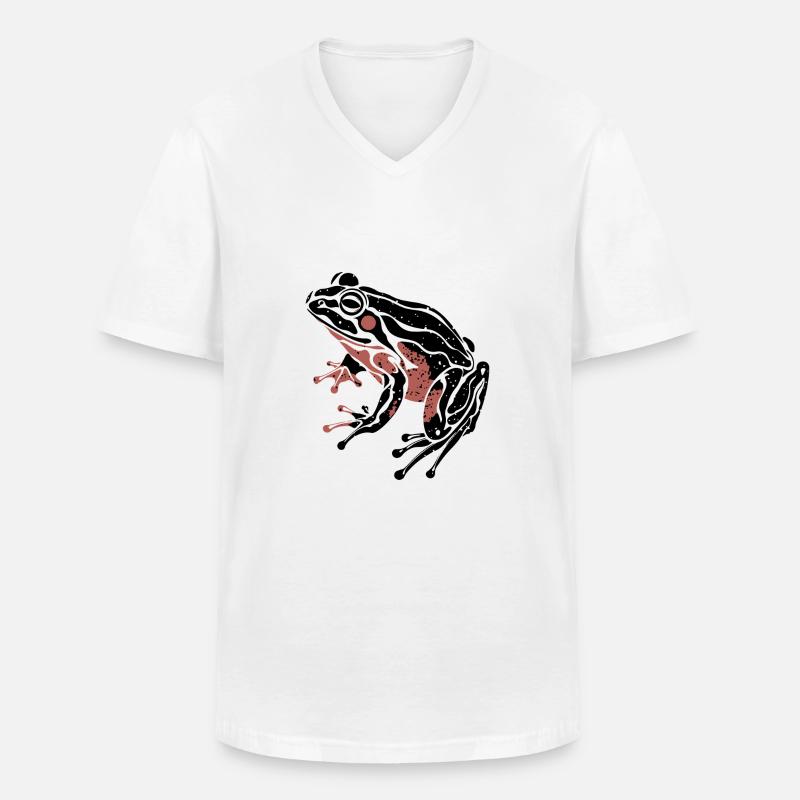 FROSCH - Männer-T-Shirt mit V-Ausschnitt - Weiß