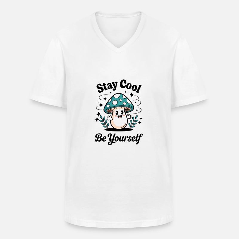 SEI DU SELBST - Männer-T-Shirt mit V-Ausschnitt - Weiß
