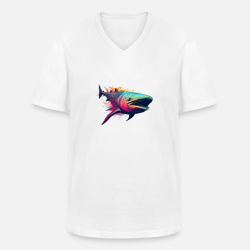 Walhai - Männer-T-Shirt mit V-Ausschnitt - Weiß