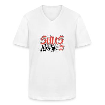 Snus smokeless non-smoking nicotine anti-smokers - Men's V-Neck T-Shirt - white - Front - AI Model Male 185 light (185cm)