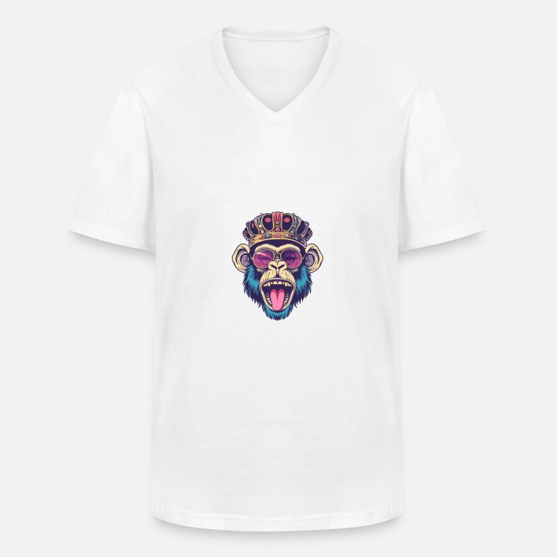 Affe Comic - Männer-T-Shirt mit V-Ausschnitt - Weiß