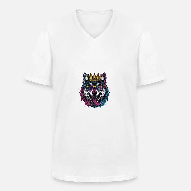 Wolf Comic - Men's V-Neck T-Shirt - white