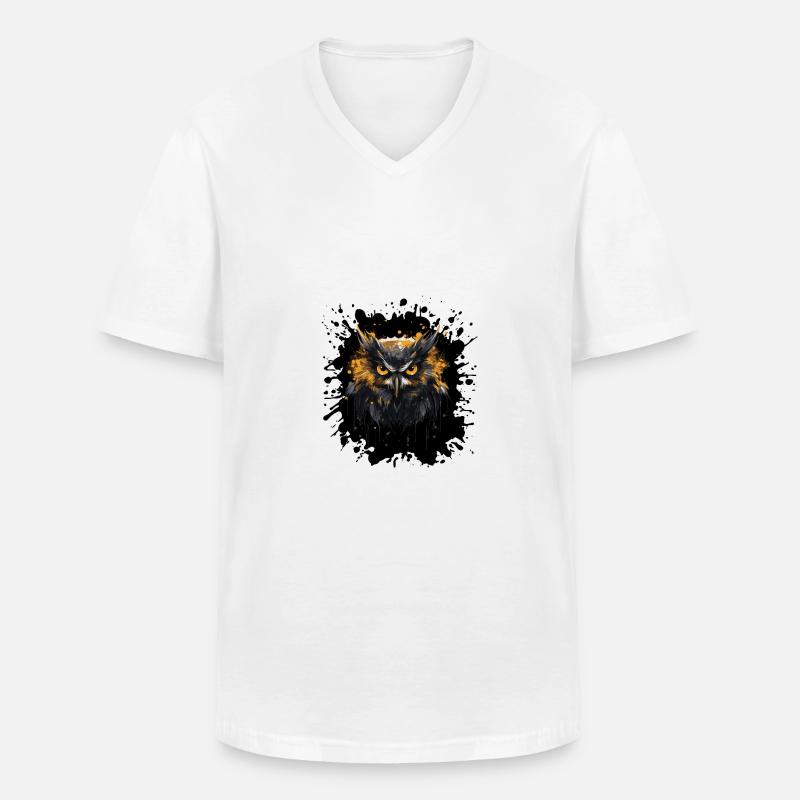 Eule Tier - Männer-T-Shirt mit V-Ausschnitt - Weiß
