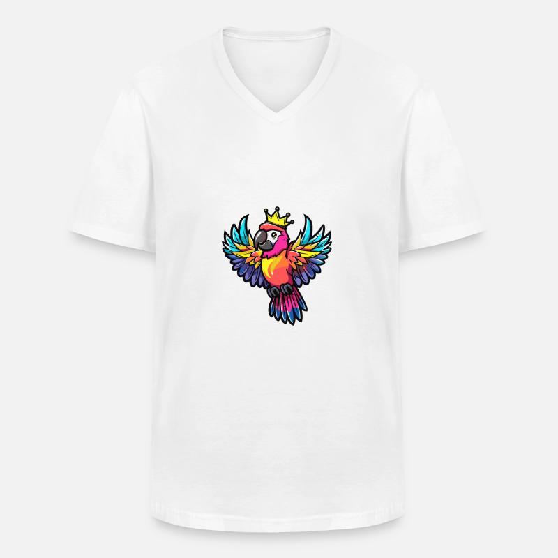 Papagai Comic Krone - Männer-T-Shirt mit V-Ausschnitt - Weiß