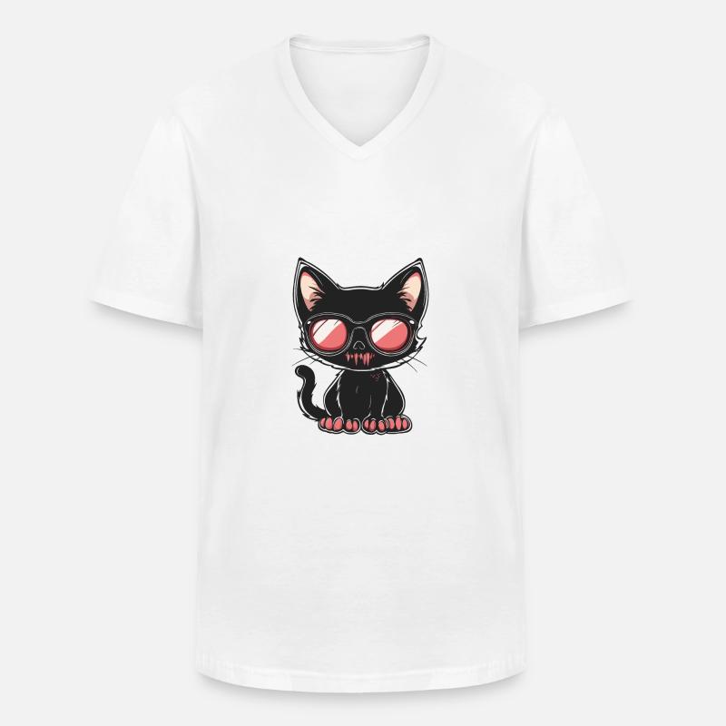 Katze Halloween - Männer-T-Shirt mit V-Ausschnitt - Weiß