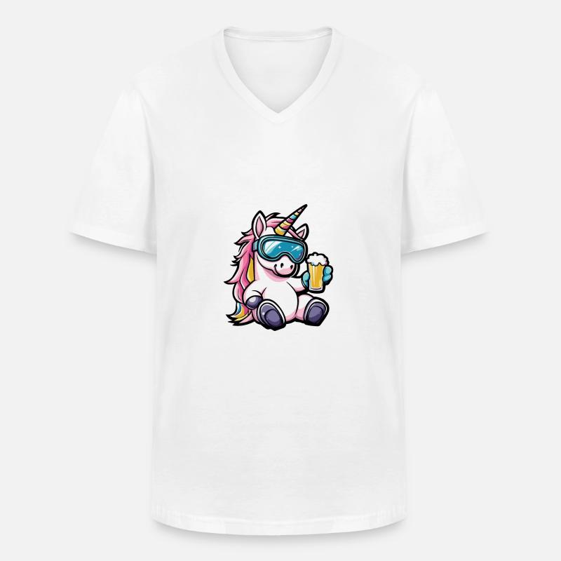 Einhorn Ski Bier - Männer-T-Shirt mit V-Ausschnitt - Weiß