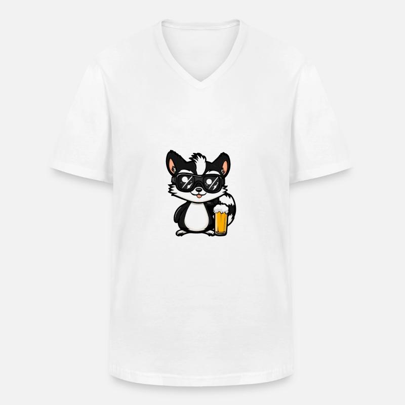 Stinktier Ski Bier - Männer-T-Shirt mit V-Ausschnitt - Weiß
