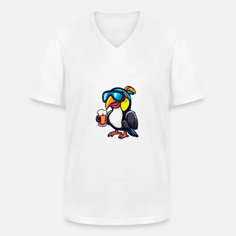 Tukan Vogel Ski Bier - Männer-T-Shirt mit V-Ausschnitt - Weiß
