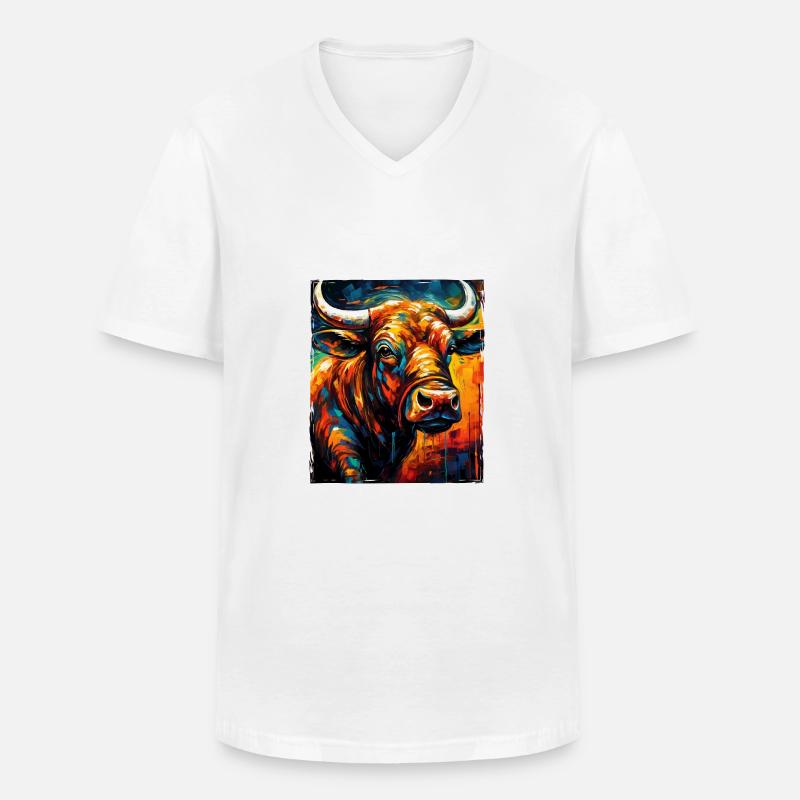 Bulle Porträt Taurus - Männer-T-Shirt mit V-Ausschnitt - Weiß