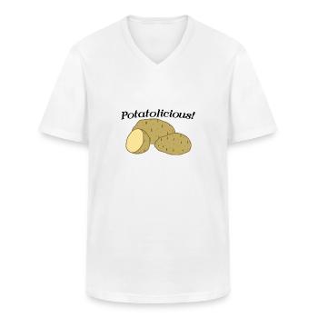 Potatolicious Vegetables Healthy Eating Potatoes - Men's V-Neck T-Shirt - white - Front - AI Model Male 185 light (185cm)