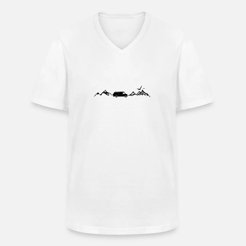 CAMPER BUS Wohnmobil Auto Berge - Männer-T-Shirt mit V-Ausschnitt - Weiß
