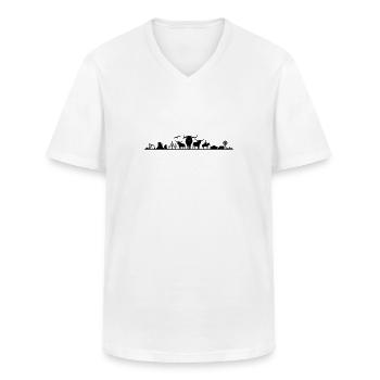 Cowboy Steppe Ranch Texas USA Skyline - Men's V-Neck T-Shirt - white - Front - AI Model Male 185 light (185cm)