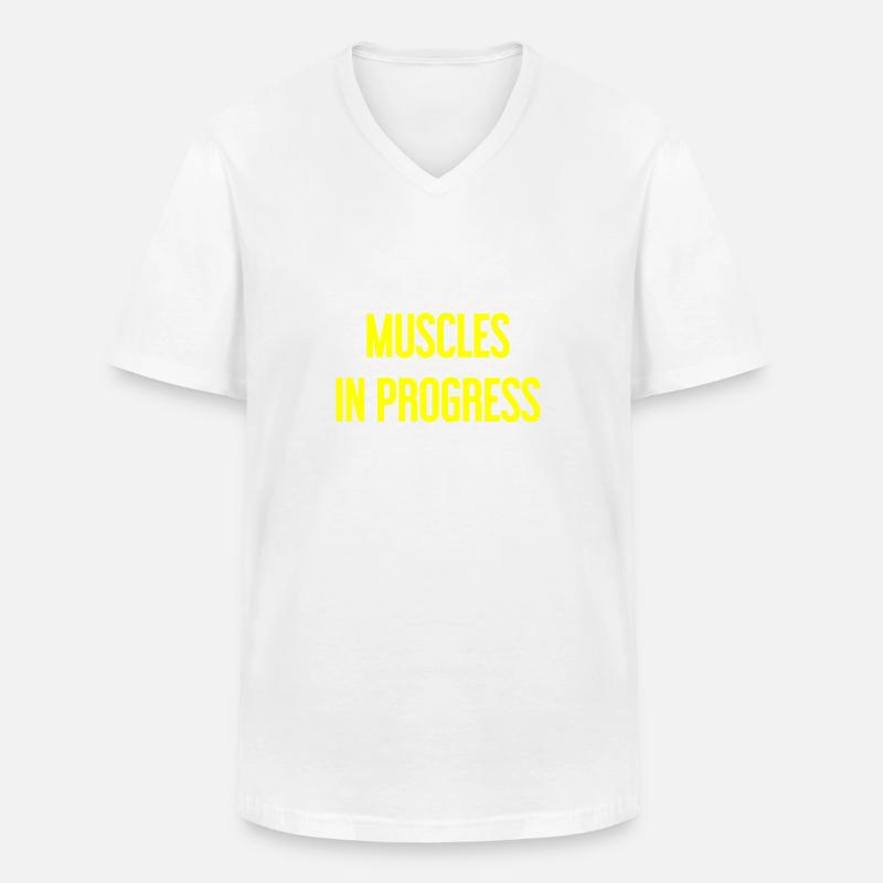 Muscles in Progress - Männer-T-Shirt mit V-Ausschnitt - Weiß