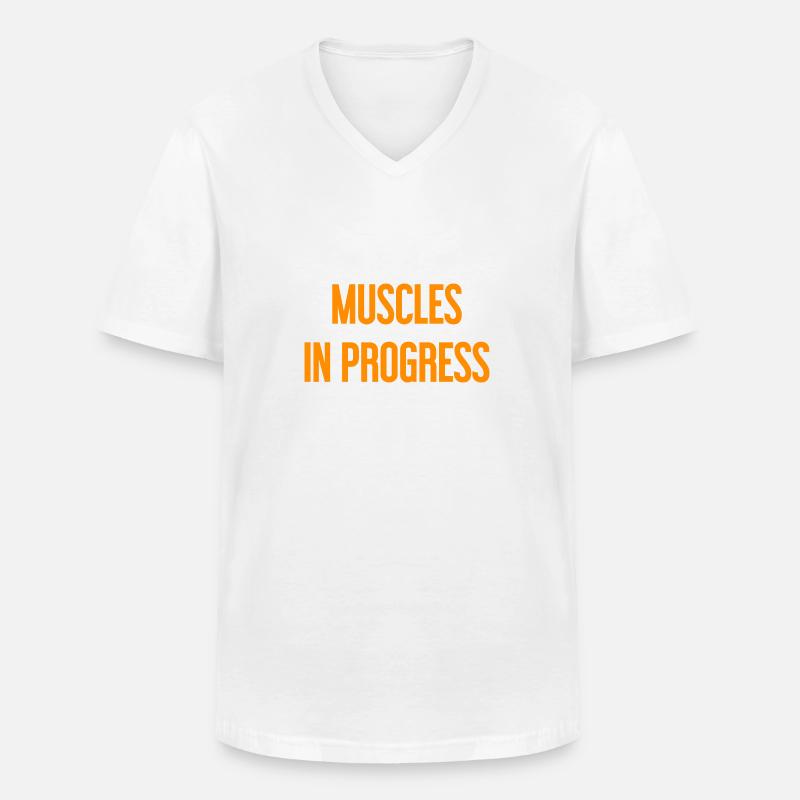 Muscles in Progress - Männer-T-Shirt mit V-Ausschnitt - Weiß