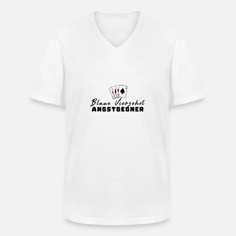 Blaue Vierzehn Angstgegner - Männer-T-Shirt mit V-Ausschnitt - Weiß