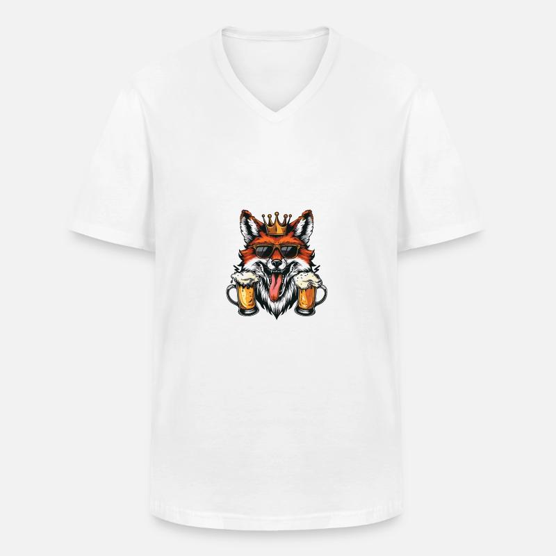 Fuchs Bier Party - Männer-T-Shirt mit V-Ausschnitt - Weiß