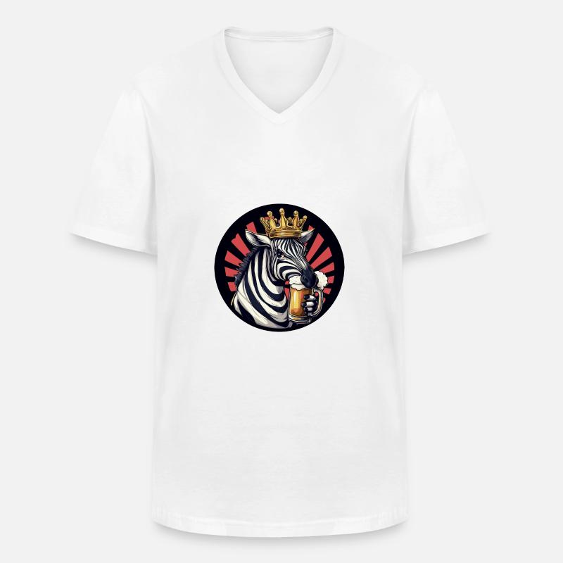 Zebra Bier Comic - Männer-T-Shirt mit V-Ausschnitt - Weiß