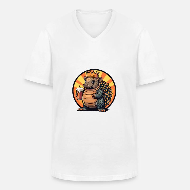 Gürteltier Bier Comic - Männer-T-Shirt mit V-Ausschnitt - Weiß