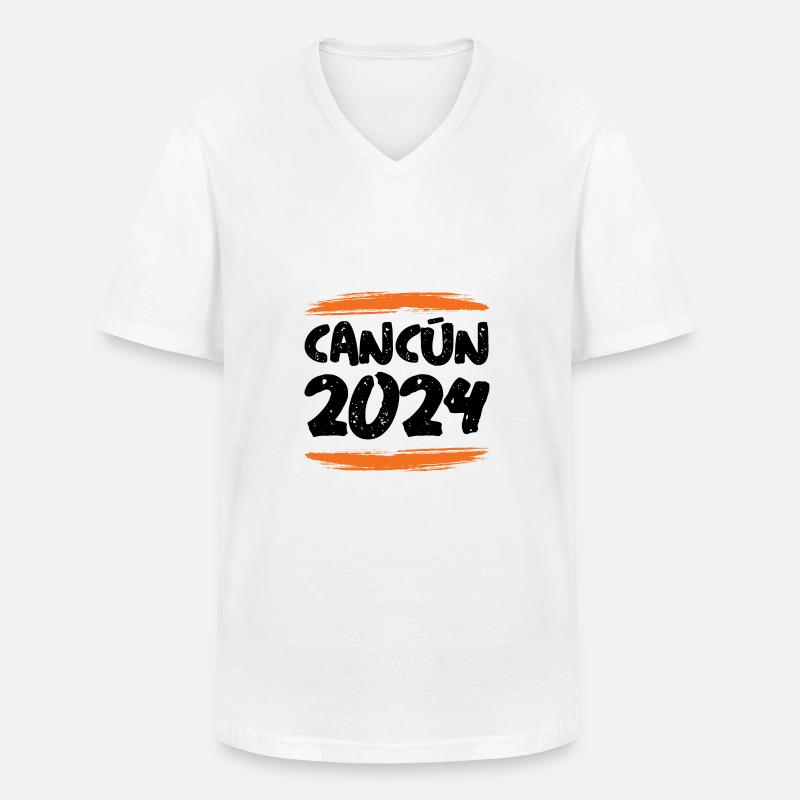 Cancun 2024 - Männer-T-Shirt mit V-Ausschnitt - Weiß