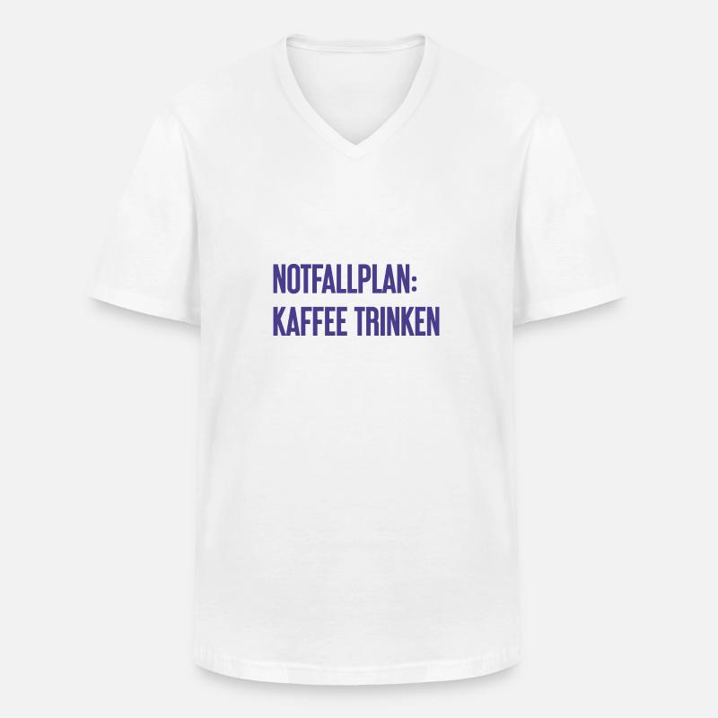 Kaffee-Notfallplan - Männer-T-Shirt mit V-Ausschnitt - Weiß