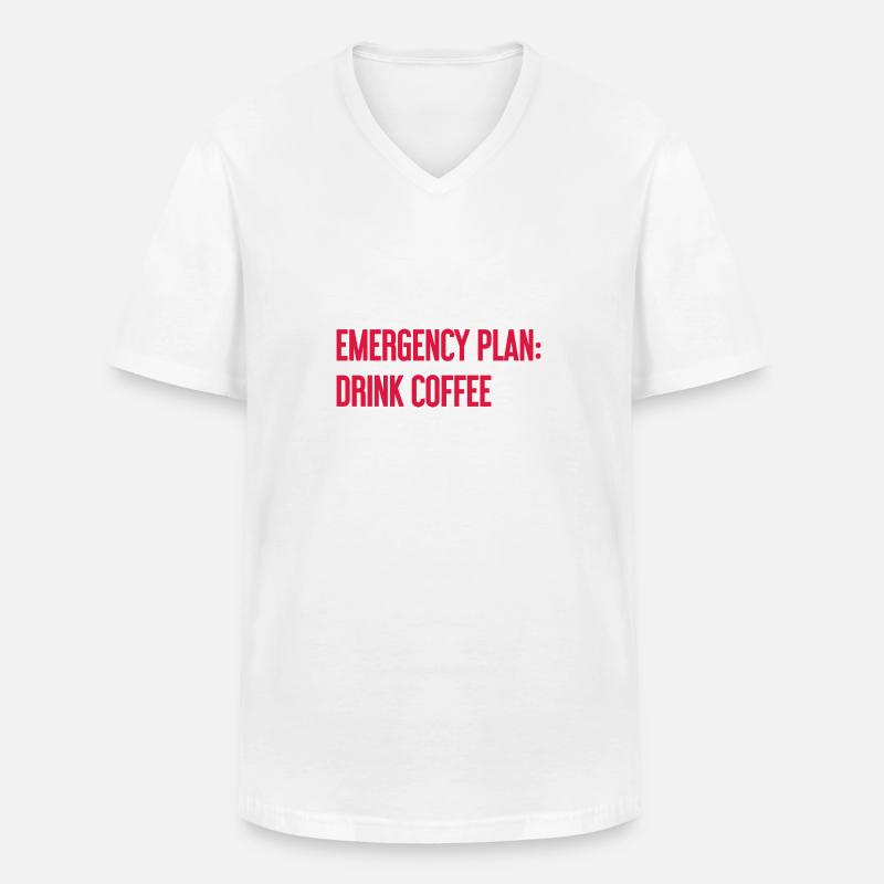 Kaffee-Notfallplan - Männer-T-Shirt mit V-Ausschnitt - Weiß