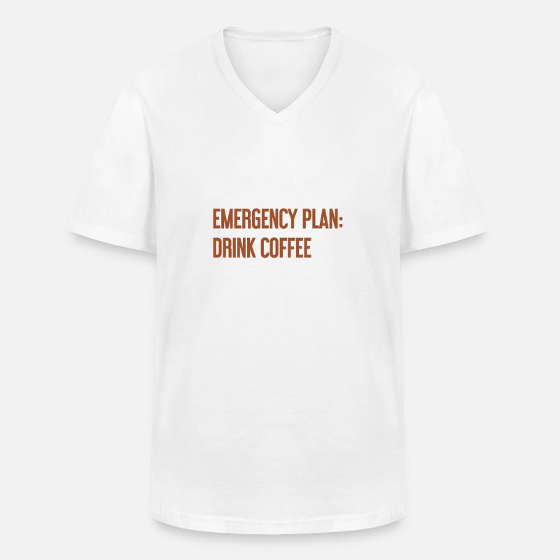 Kaffee-Notfallplan - Männer-T-Shirt mit V-Ausschnitt - Weiß