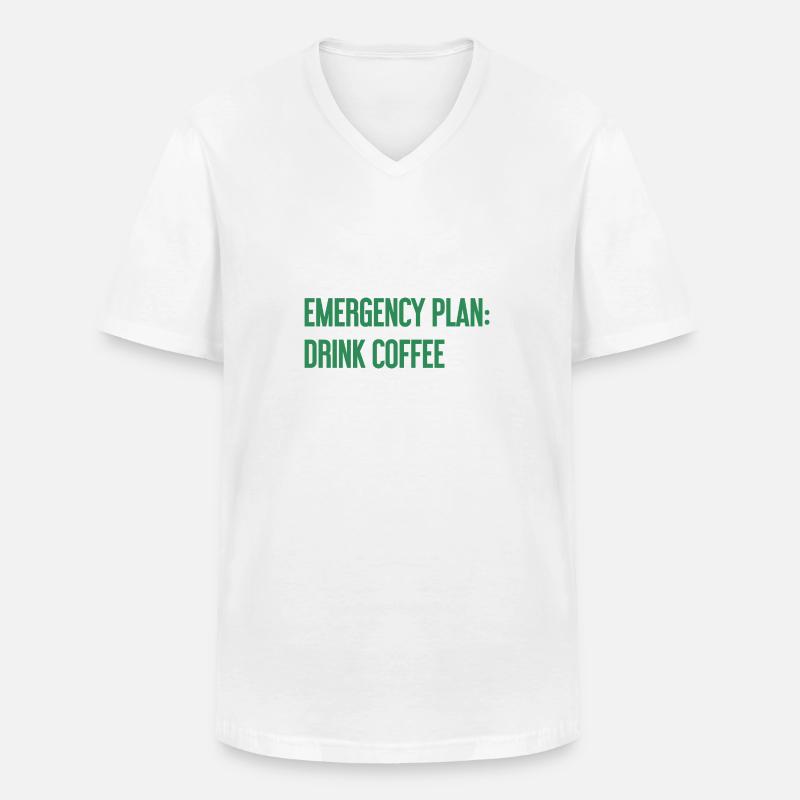 Kaffee-Notfallplan - Männer-T-Shirt mit V-Ausschnitt - Weiß