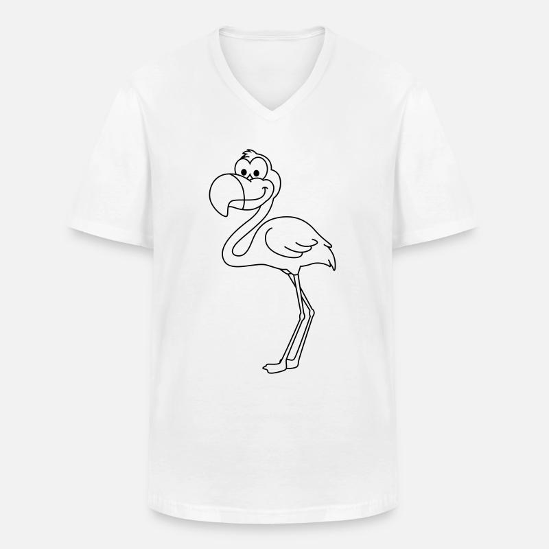 Flamingo Comic Tier - Männer-T-Shirt mit V-Ausschnitt - Weiß