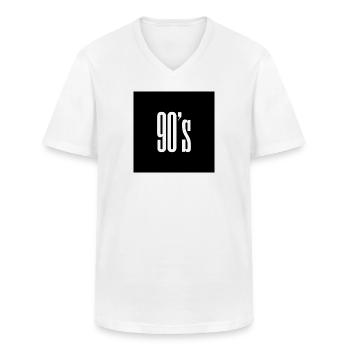 90-talet 90-talet 90-talet - T-shirt med V-ringning herr - vit - Fram - AI Model Male 185 light (185cm)