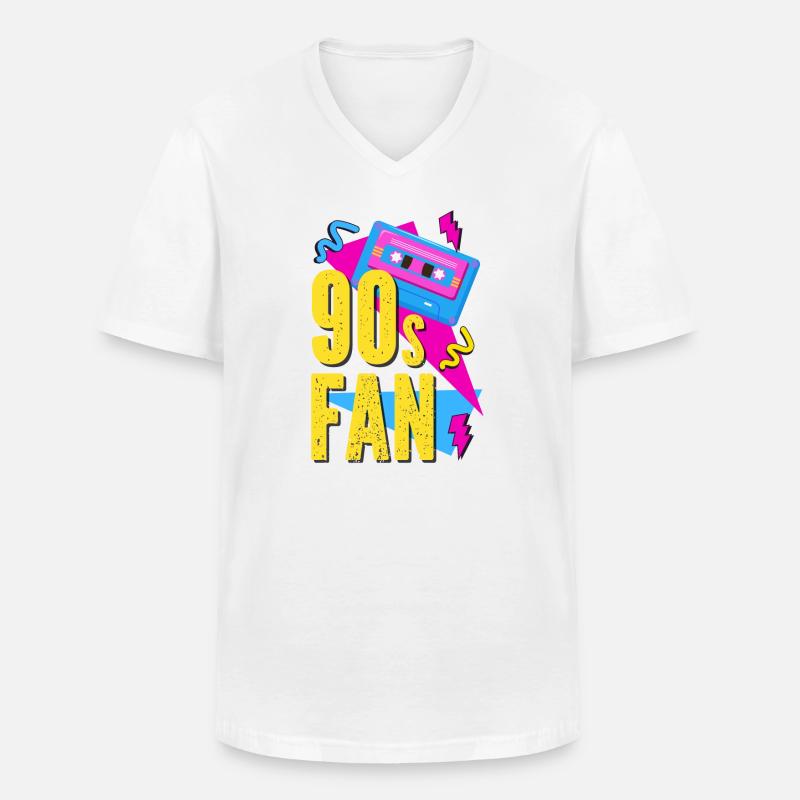 90er retro Kassette - Männer-T-Shirt mit V-Ausschnitt - Weiß
