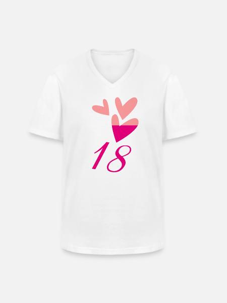 18. 18 ANNI. 18° ANNIVERSARIO. COMPLEANNO 18 ANNI. - Maglietta da uomo classica con scollo a V - bianco