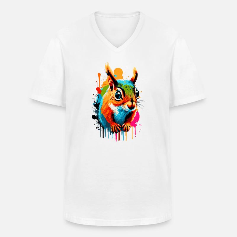 Eichhörnchen Sciurus - Squirrel Farbenfroh - Männer-T-Shirt mit V-Ausschnitt - Weiß
