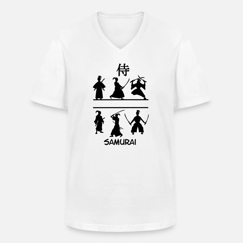 Samurai mit Schwertern - Männer-T-Shirt mit V-Ausschnitt - Weiß