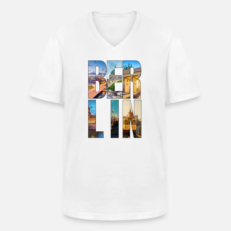 Berliner Stadthochschule - Männer-T-Shirt mit V-Ausschnitt - Weiß